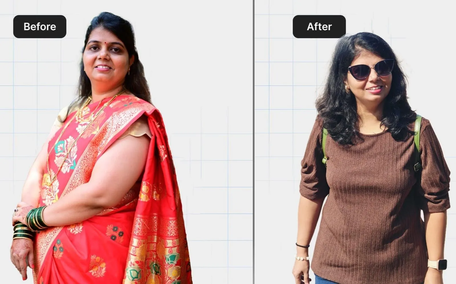 Deevy Fit client showcasing fitness transformation results